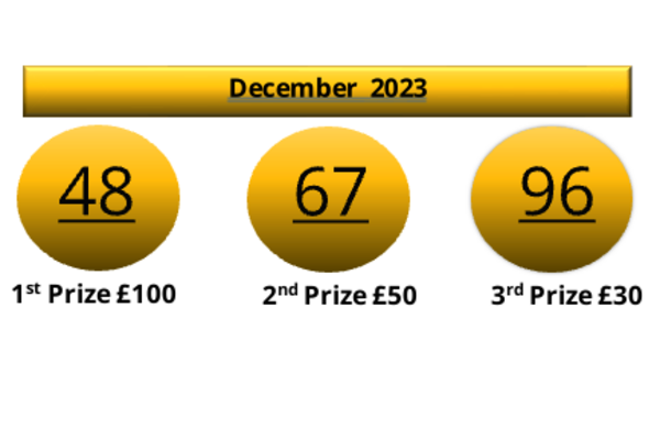 100 Club December Draw results 1st Prize (48) 2nd Prize (67) 3rd Prize (96)